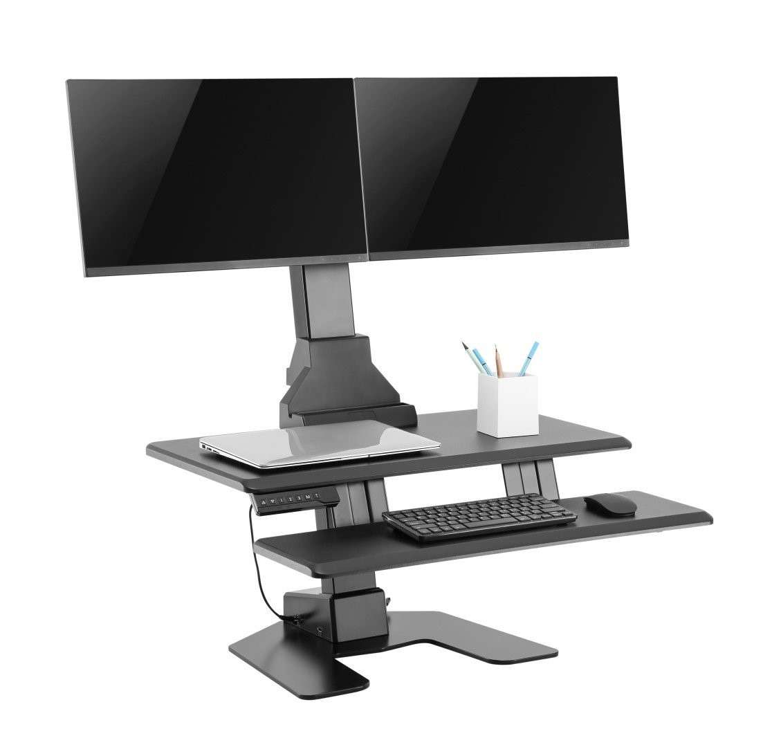 E Lift Electric Dual Monitor Sit Stand Desk Converter