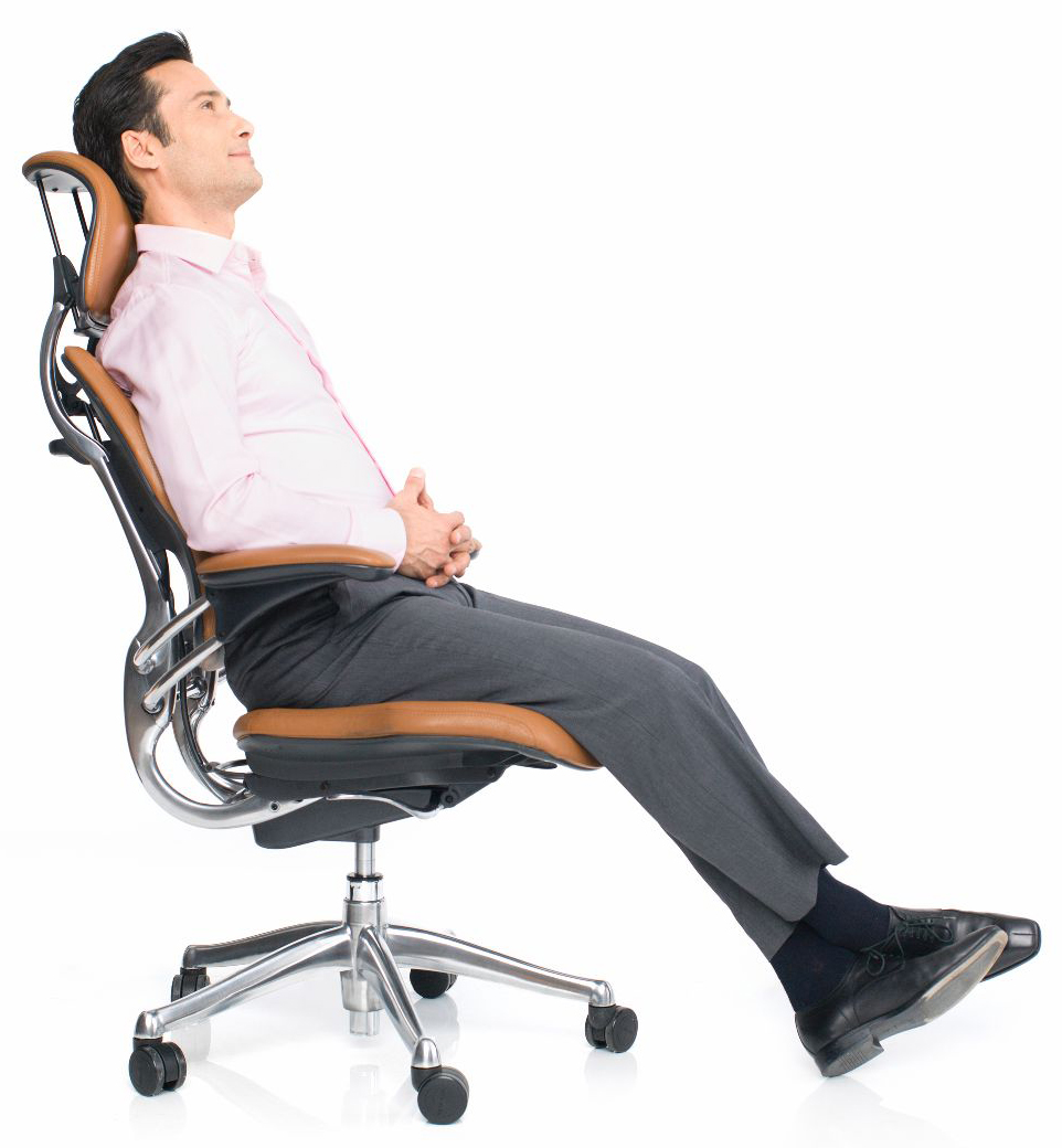 Man leaning back on ergonomic office chair