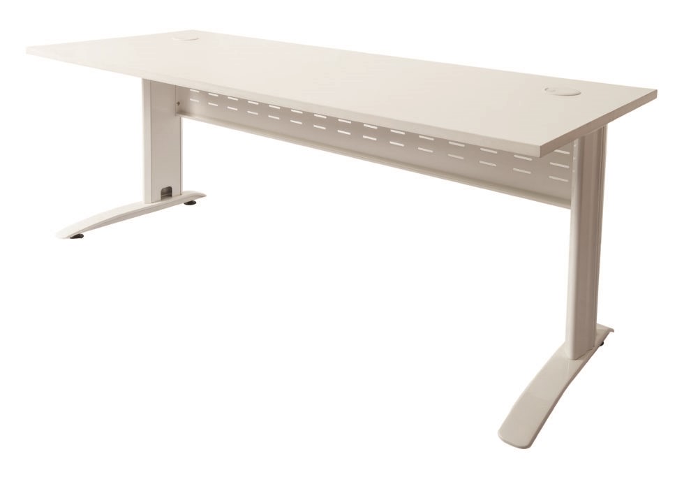 Rapid Span Straight Desk - 1500 mm X 700 mm - Natural White Top With White Frame- Unassembled