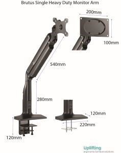 Brutus Heavy Duty Single Monitor Arm for Large Curved Screens - Ex Showroom Stock