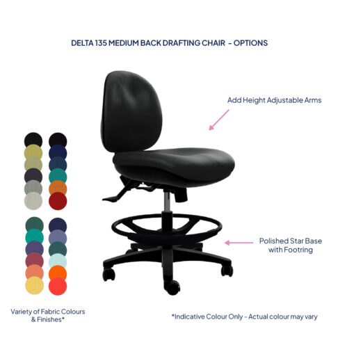 Delta 135 Medium Back Drafting Chair