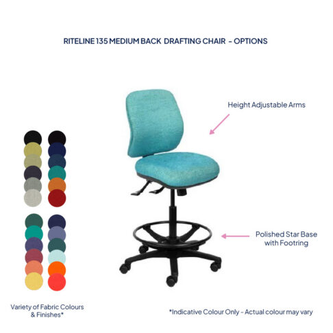 Riteline 135 Medium Back Drafting Chair