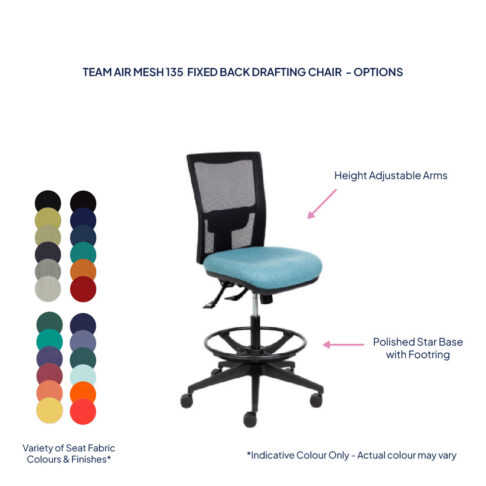 Team Air Mesh 135 Fixed Back Drafting Chair
