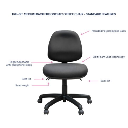 Tru-Sit Medium Back Ergonomic Office Chair