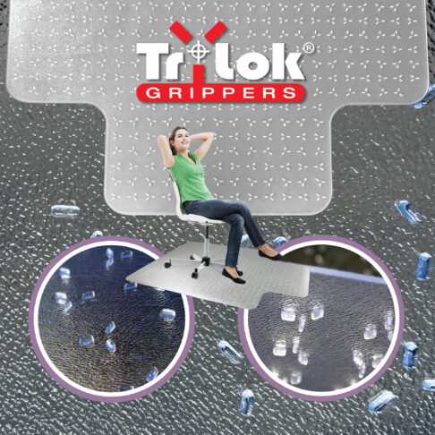 Floortex Trylock PVC Keyhole Shaped Chair Mat For Low Pile Carpet