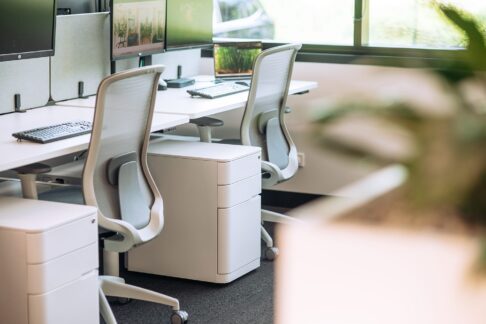 Syntra Straight Height Adjustable Desk with D Scallop Cutout