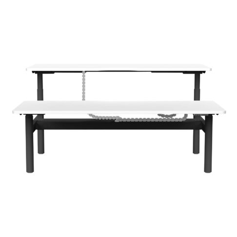 Syntra Back-to-Back Height Adjustable Workstation with Cable Tray