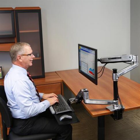 LX Sit Stand Monitor Desk Arm Polished – 510mm high