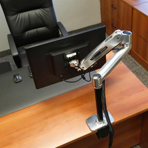 LX Sit Stand Monitor Desk Arm Polished – 510mm high